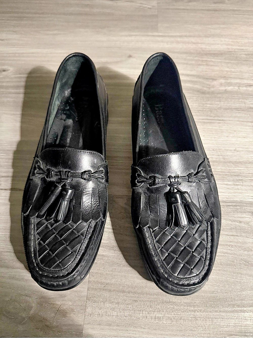 Bass Brawn Leather Tassel Loafers US 10 M Black